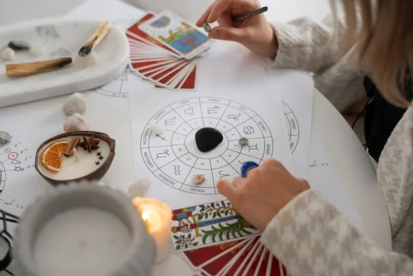 Menina lendo tarot